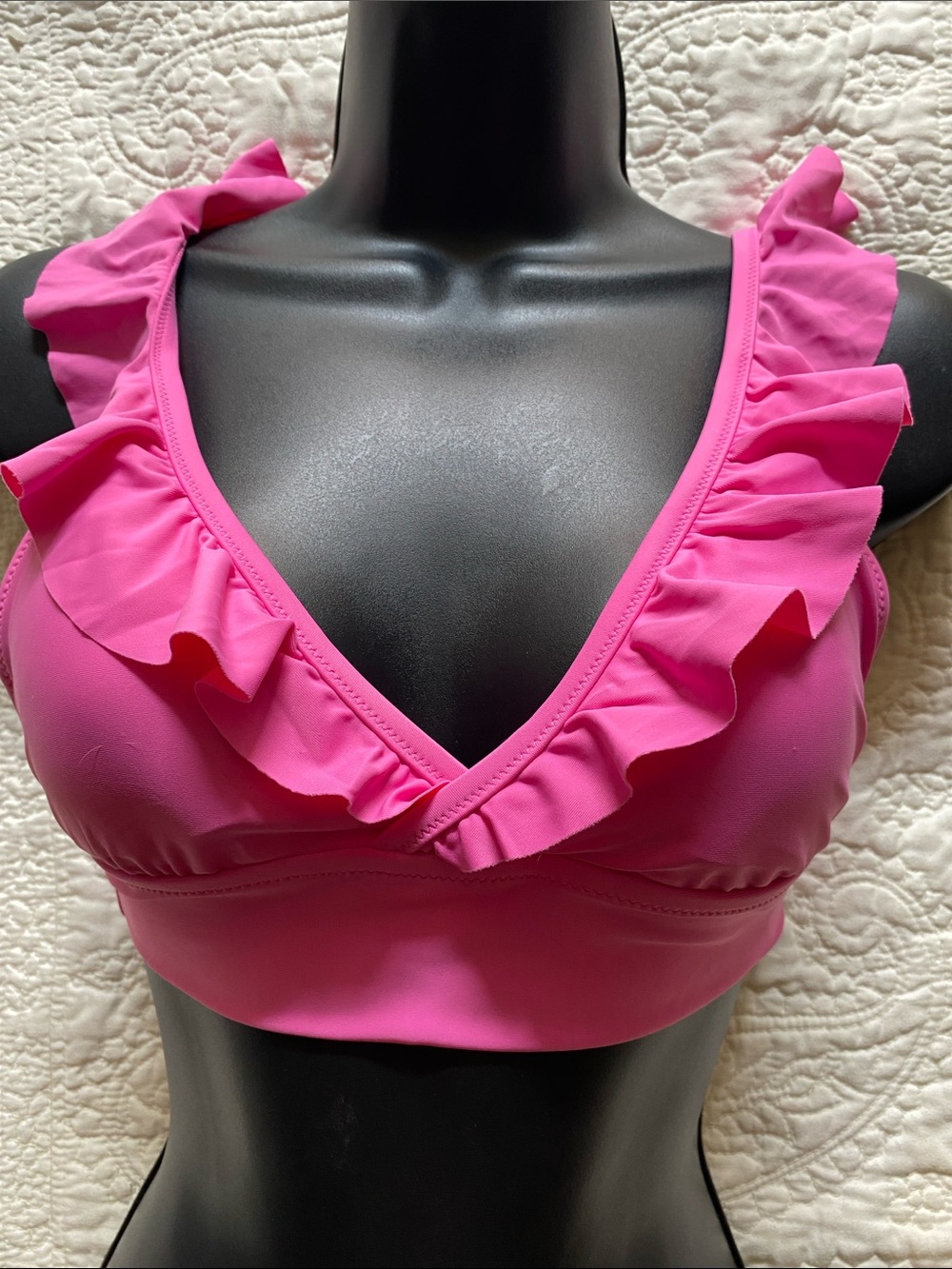 aerie  Mix and Match Pink Ruffle V-Neck Bikini Top XS